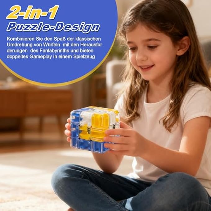 LARGE MAZE 3D PUZZLE MAZE CUBE, 3D LABYRINTH BALL, COMPLEX PUZZLE WITH ROLLING BALLS, BALL MAZE RUBIK'S CUBE TOY, INTERACTIVE CUBE, EDUCATIONAL TOY FOR CLASS PARTIES (C) - Image 4